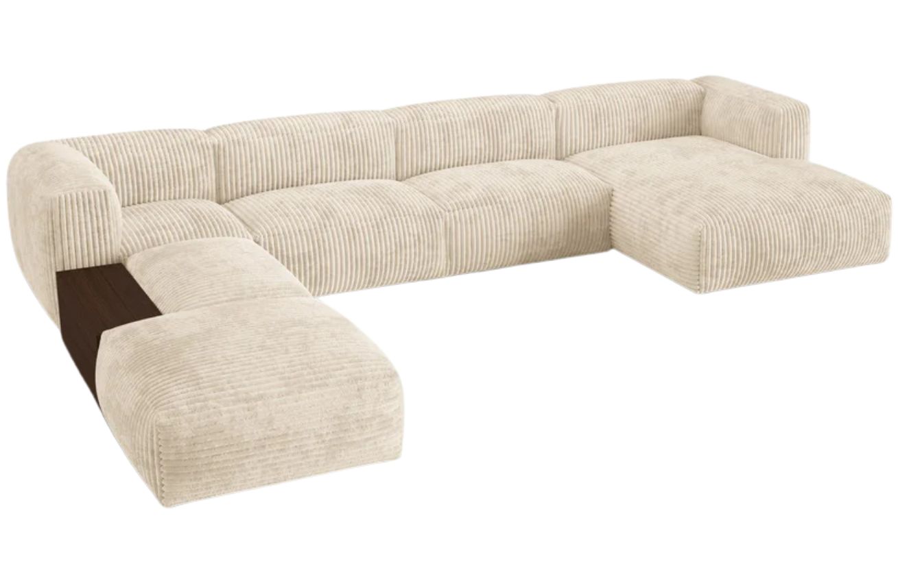 Micadoni Světle béžová manšestrová rohová pohovka Martina 406 cm