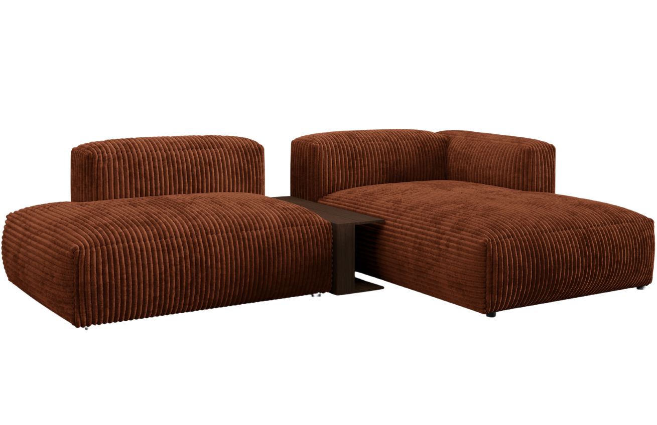 Micadoni Terakotově červená manšestrová rohová pohovka Martina 285 cm