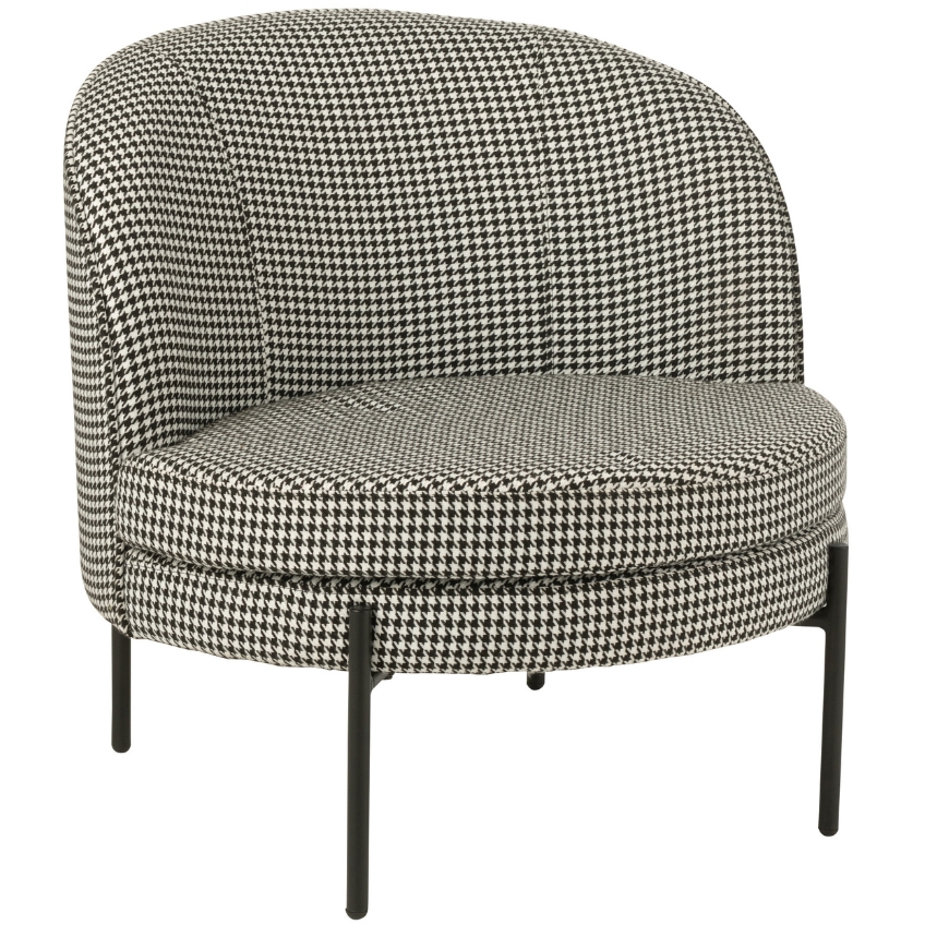 J-line Černobílé čalouněné křeslo Pied-de-poule