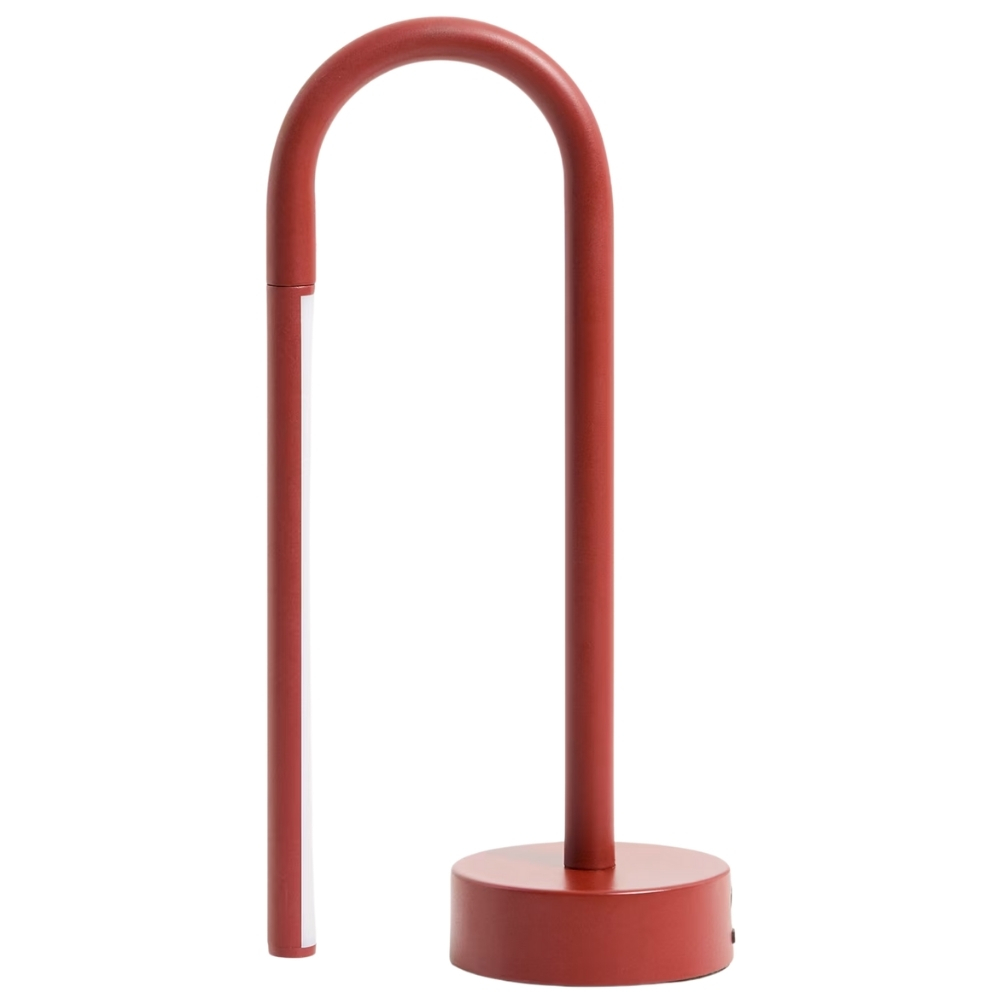 Kave Home Červená kovová stolní LED lampa Bow