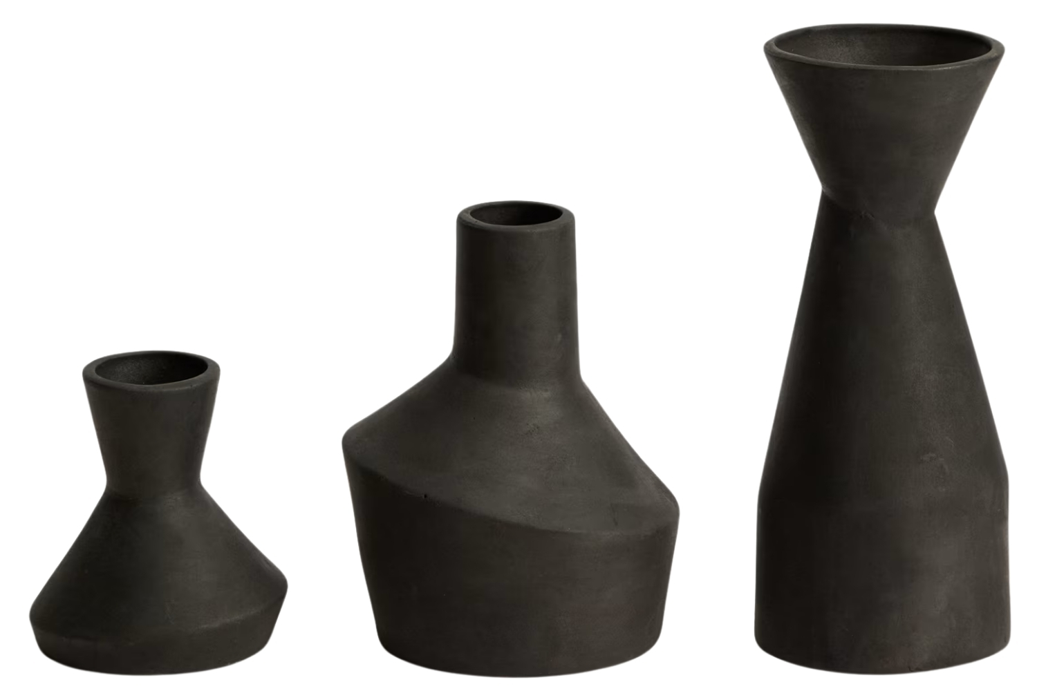 Kave Home Set tří černých váz Dunari 12/18/24