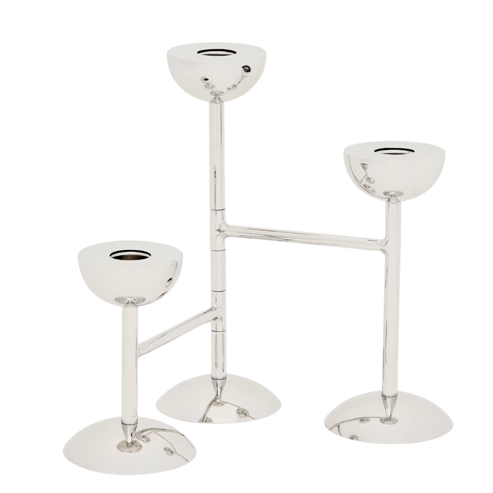 Kave Home Stříbrný kovový svícen Nirela