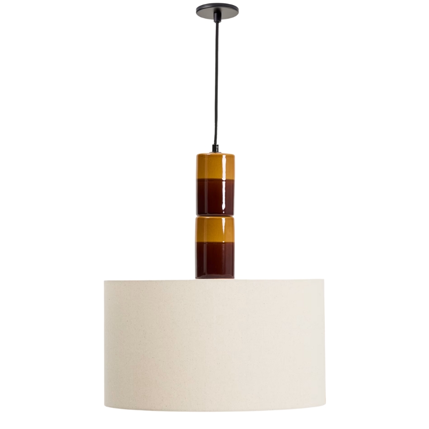 Kave Home Žluto-hnědé keramické závěsné světlo Mavran 45 cm