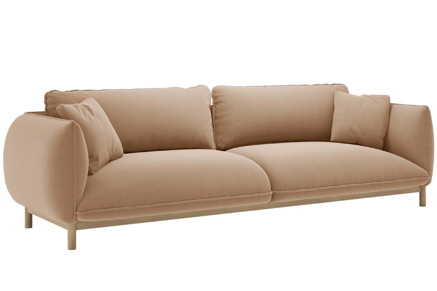 Micadoni Béžová sametová čtyřmístná pohovka Ada 248 cm