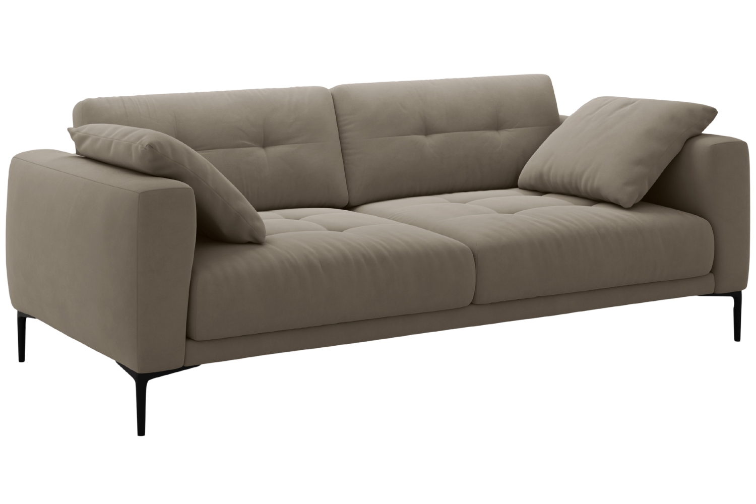 Micadoni Hnědošedá sametová čtyřmístná pohovka Bemy 230 cm