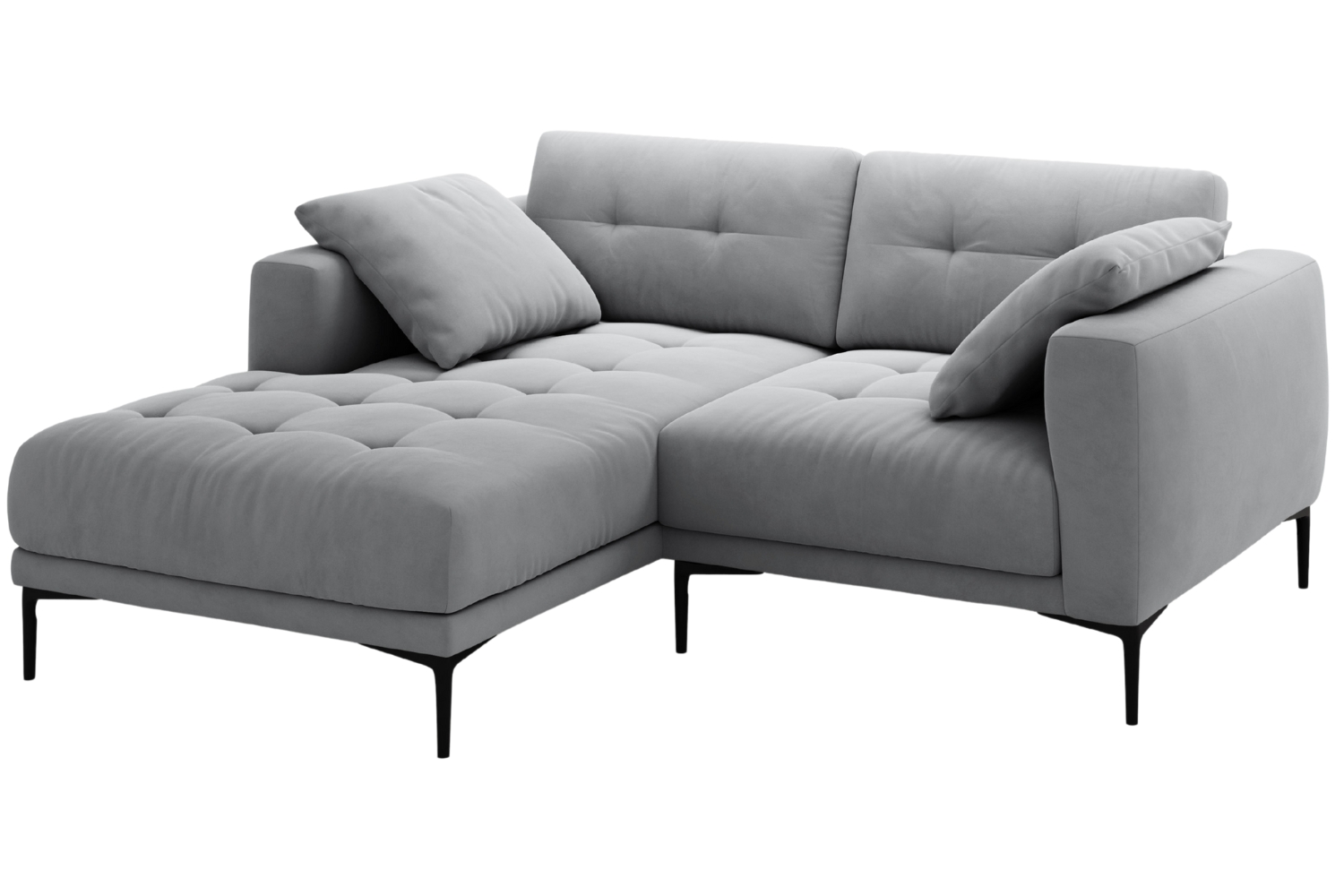 Micadoni Šedá sametová rohová pohovka Bemy 205 cm