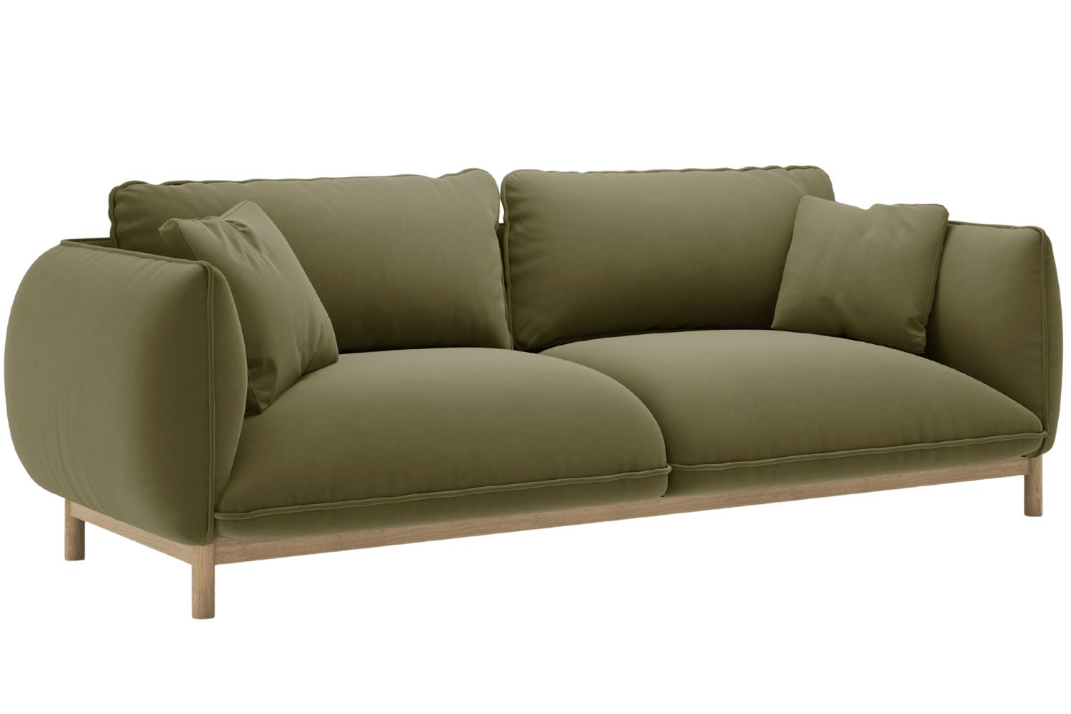 Micadoni Zelená sametová trojmístná pohovka Ada 208 cm