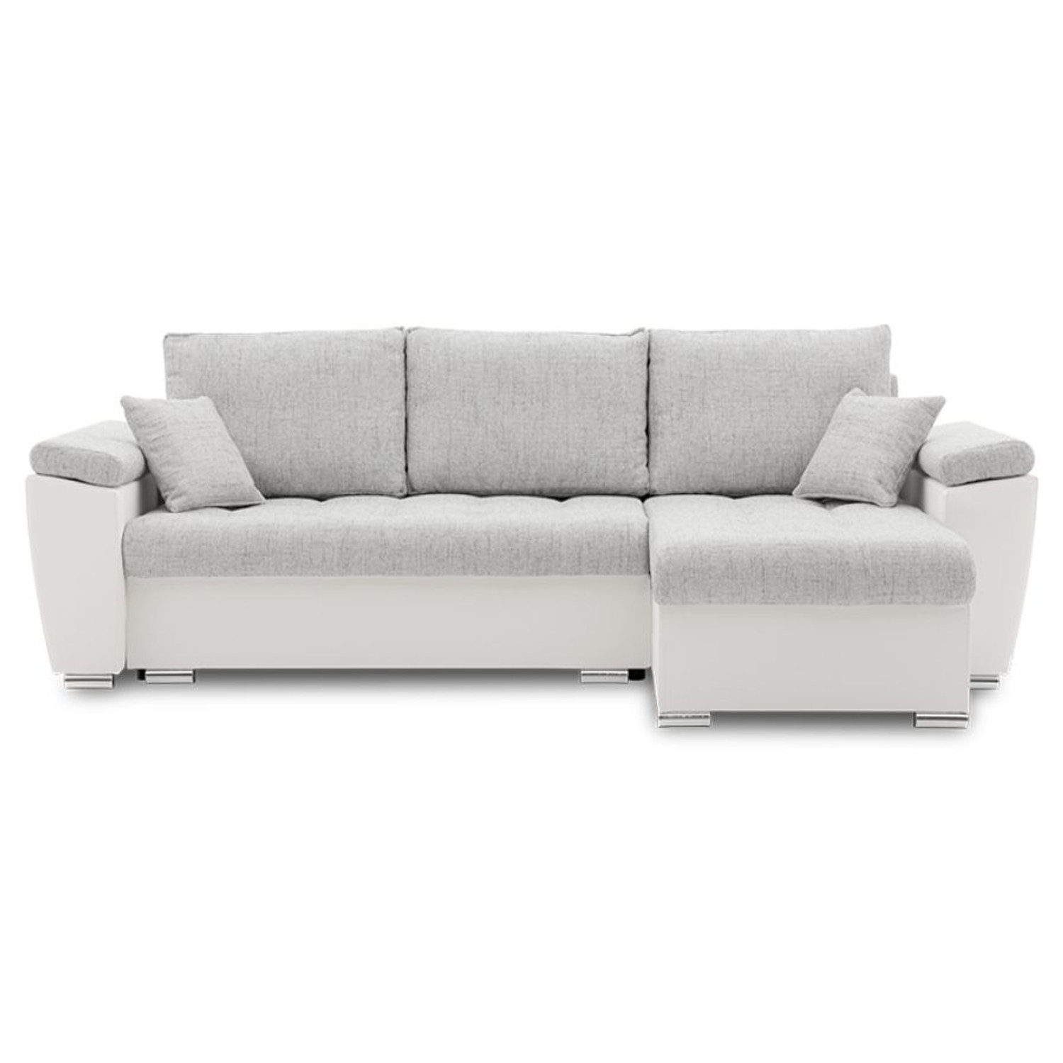 Rozkládací rohová sedací souprava VEGAS 250/160 Pravá Šedá/bílá