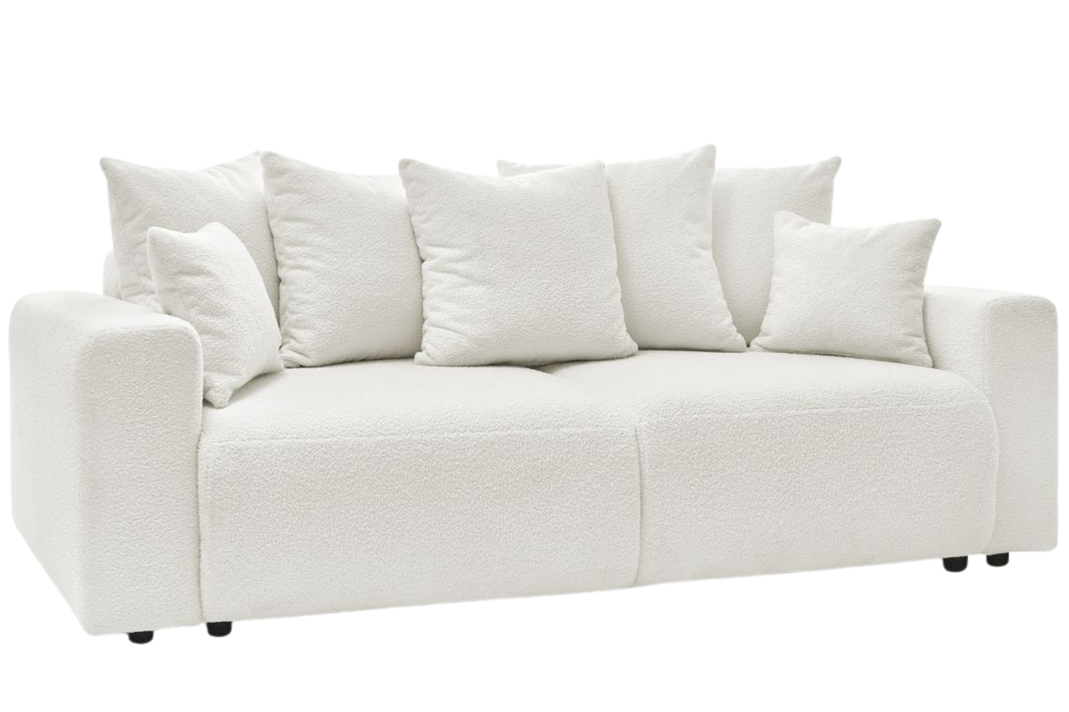 Bobochic Paris Bílá bouclé rozkládací pohovka Envy 245 cm