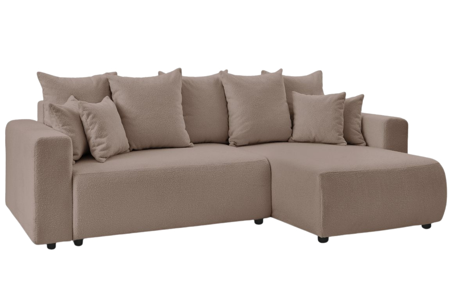 Bobochic Paris Hnědá bouclé rohová rozkládací pohovka Envy 282 cm