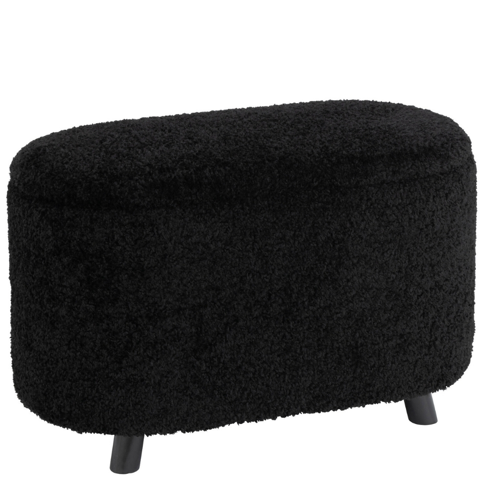 J-line Černý taburet Teddy 80 x 40 cm