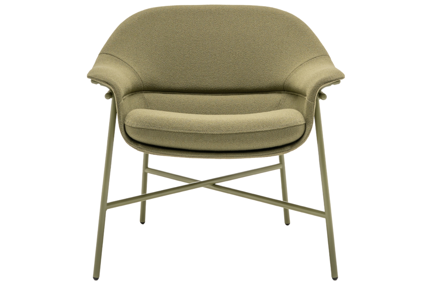 MDD Olivově zelené bouclé křeslo Ismo