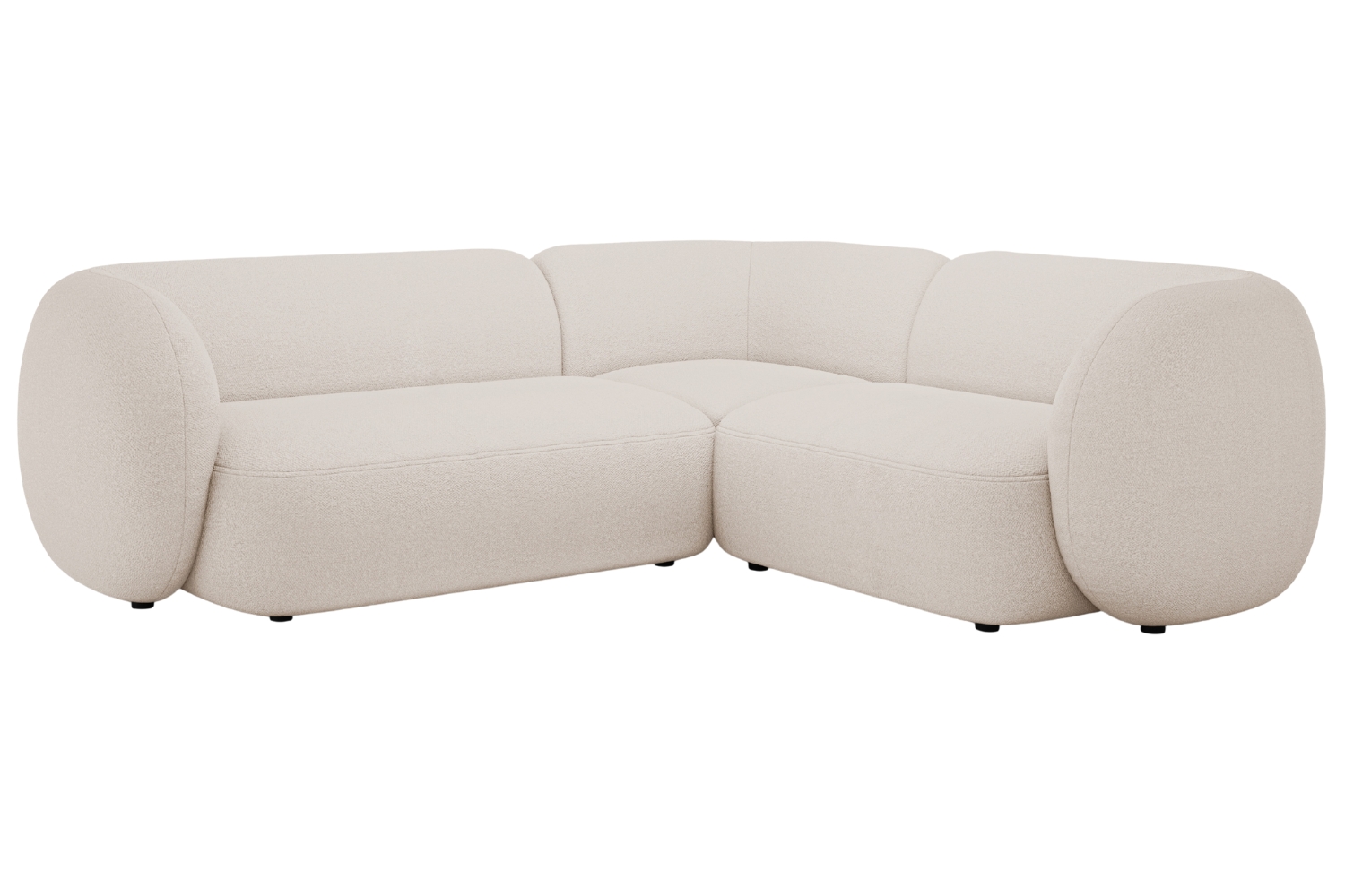 Micadoni Béžová bouclé rohová pohovka Kate 252 cm