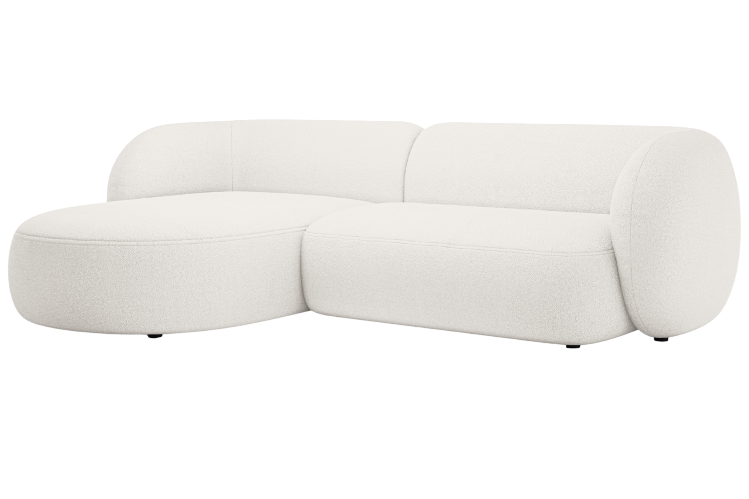 Micadoni Bílá bouclé rohová pohovka Kate 285 cm