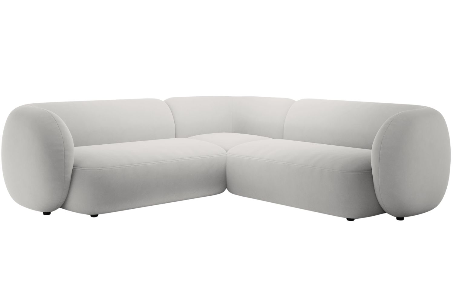 Micadoni Světle šedá sametová rohová pohovka Kate 252 cm