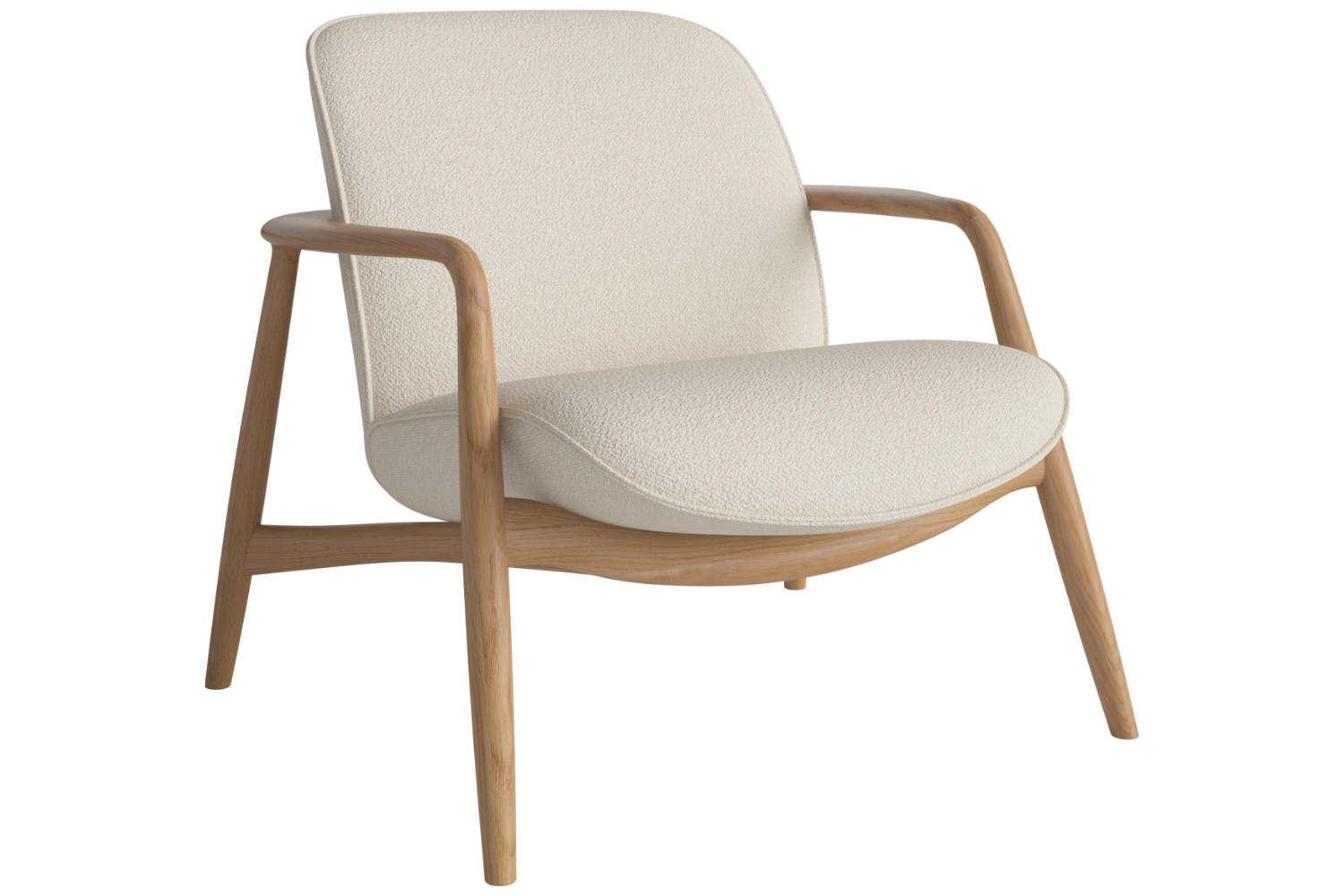 Bolia Krémově bílé bouclé křeslo Bowie s dubovou podnoží