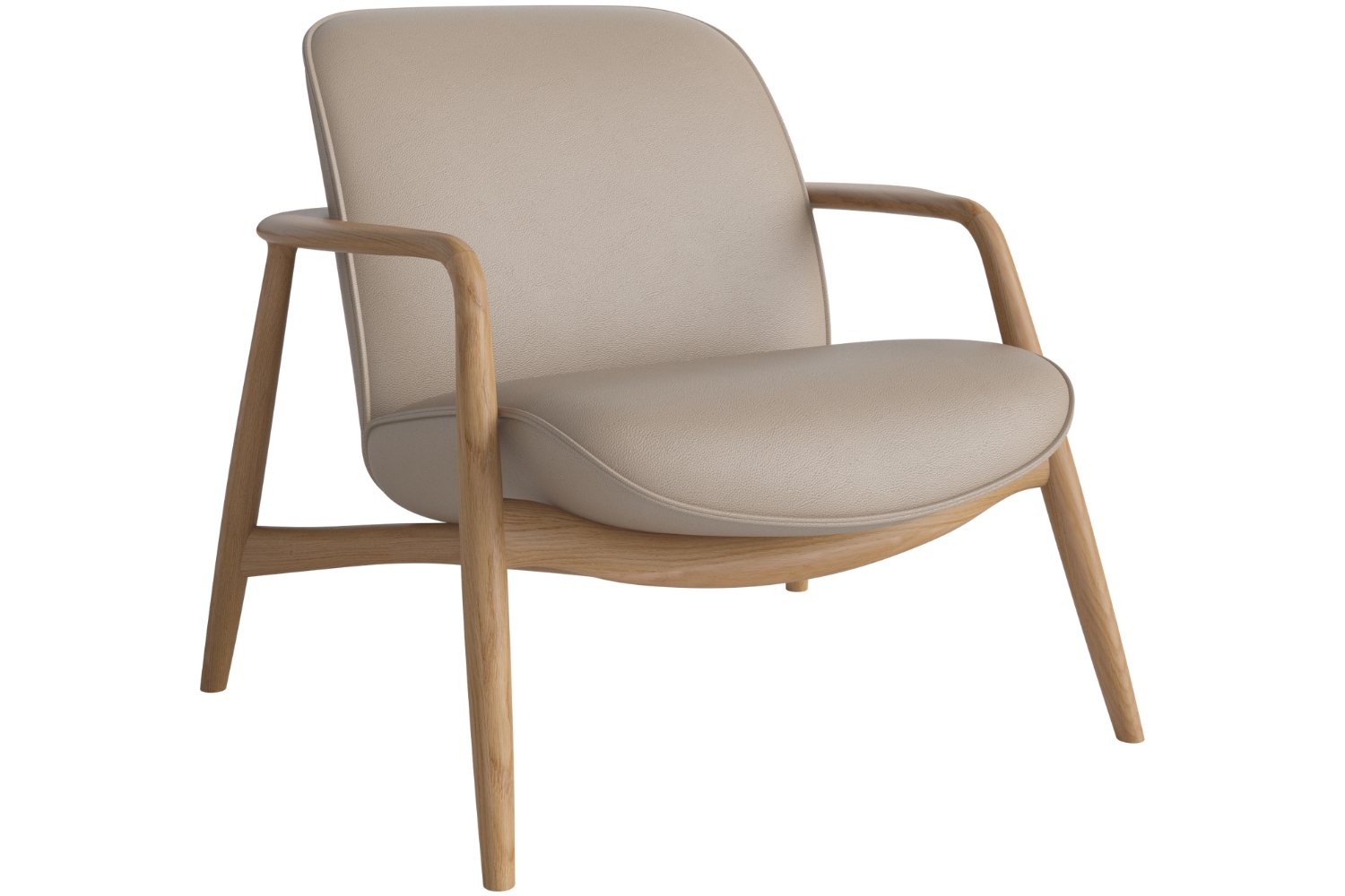 Bolia Pískově hnědé kožené křeslo Bowie s dubovou podnoží