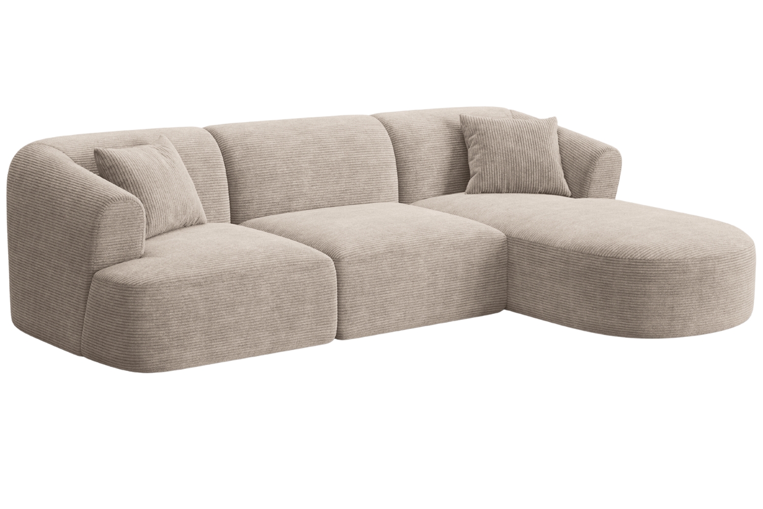 Cosmopolitan Design Béžová manšestrová rohová pohovka Campi 256 cm