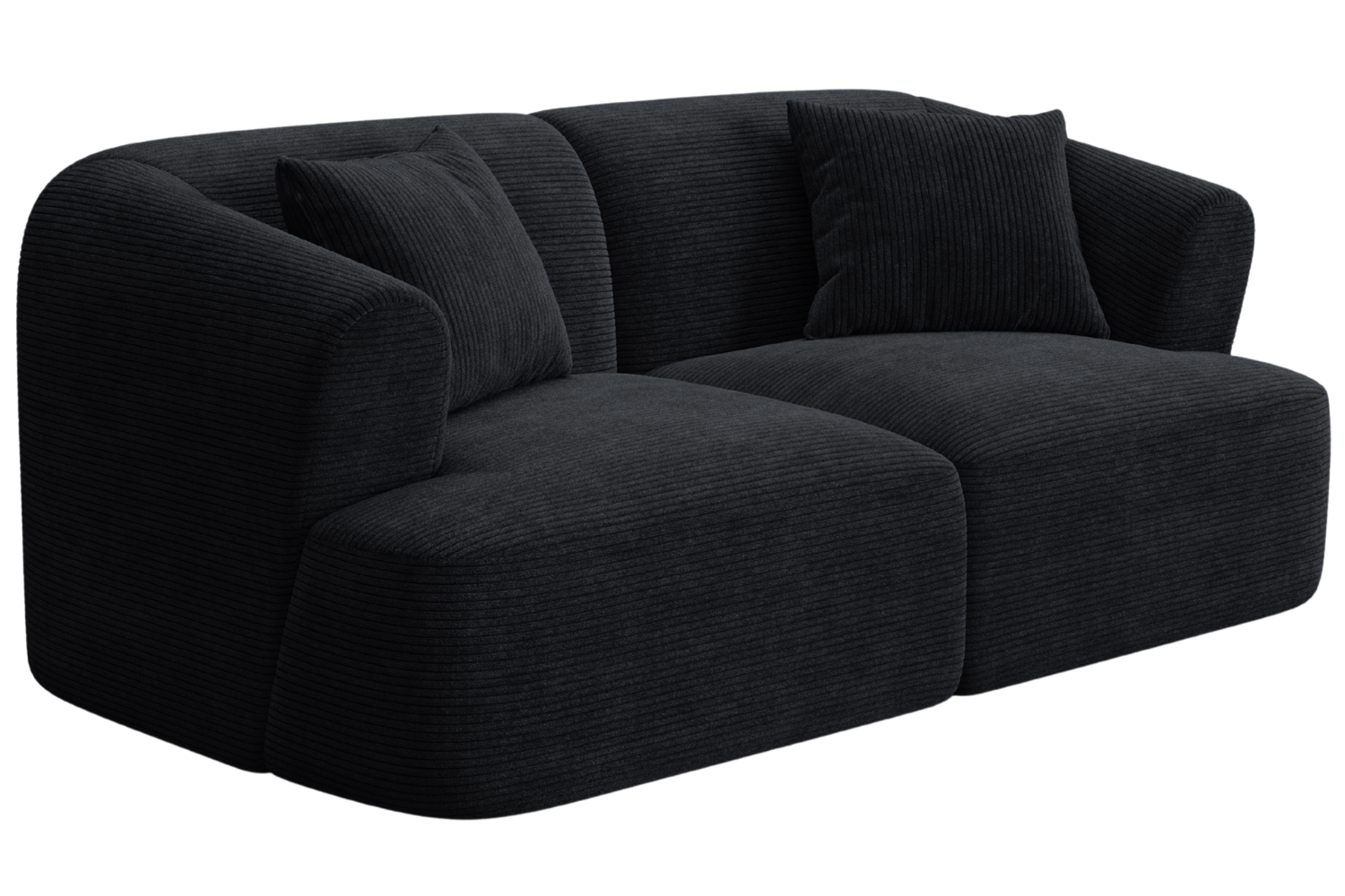 Cosmopolitan Design Černá manšestrová dvoumístná pohovka Campi 180 cm