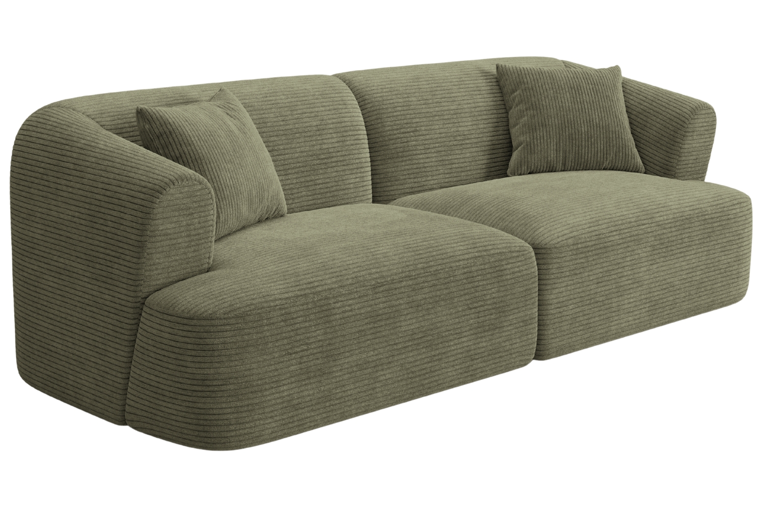 Cosmopolitan Design Zelená manšestrová trojmístná pohovka Campi 220 cm