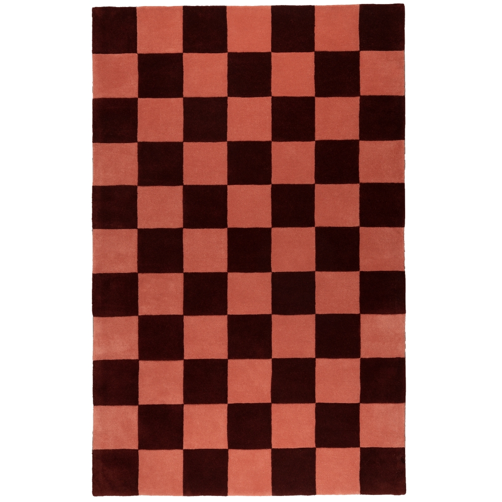 FEST Amsterdam Červeno-růžový vlněný koberec Checks 161 x 253 cm