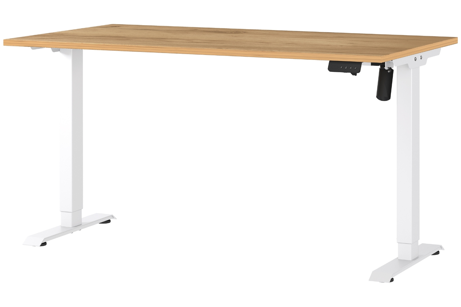 Germania Bílý výškově nastavitelný pracovní stůl Profi 2.0 140 x 80 cm s dubovým dekorem