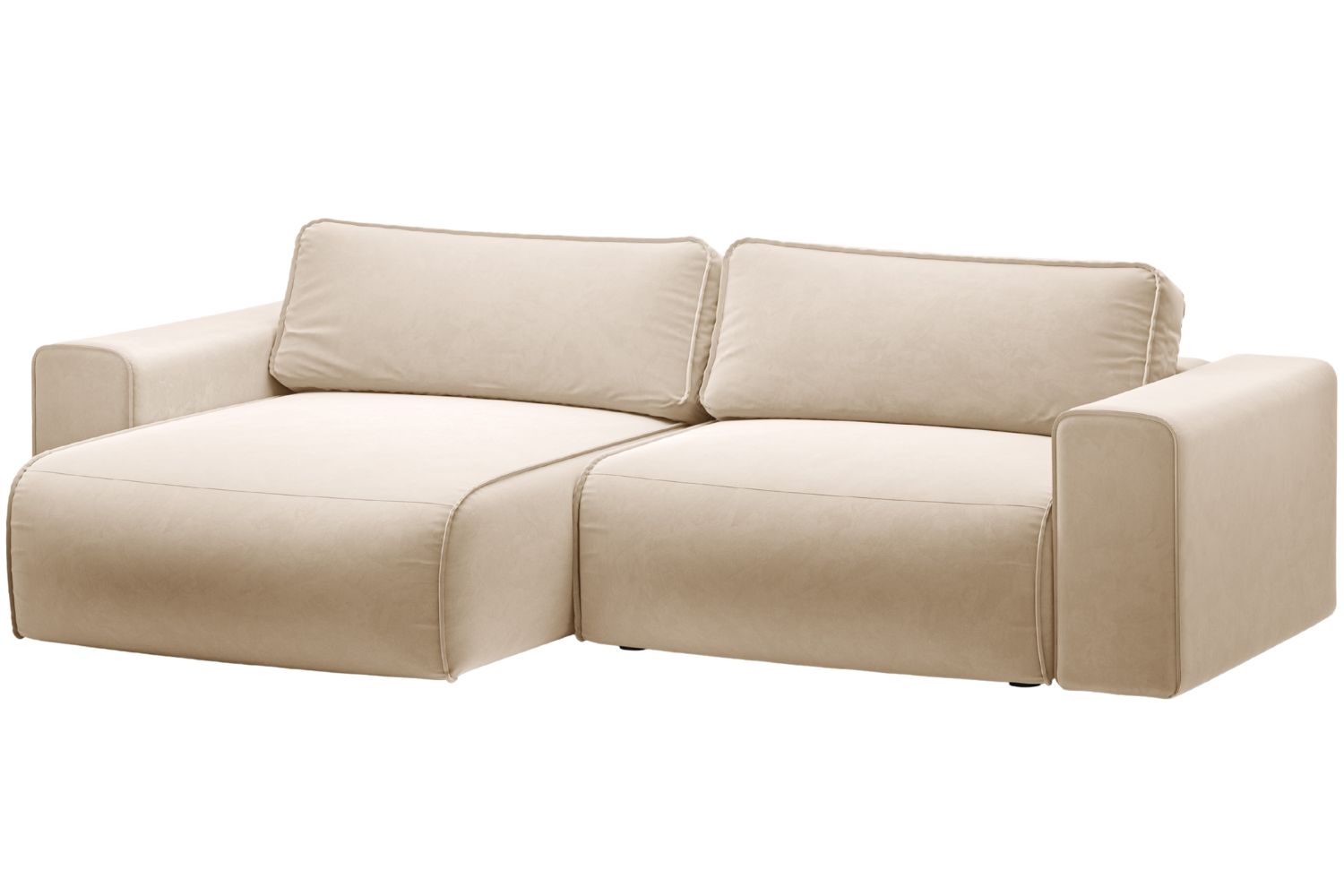 Micadoni Béžová sametová rozkládací pohovka Victor 246 cm