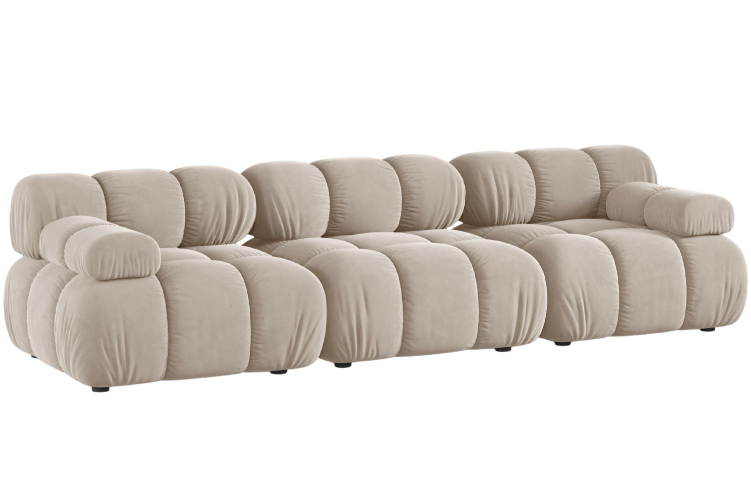 Micadoni Béžová sametová trojmístná pohovka Bellis 282 cm