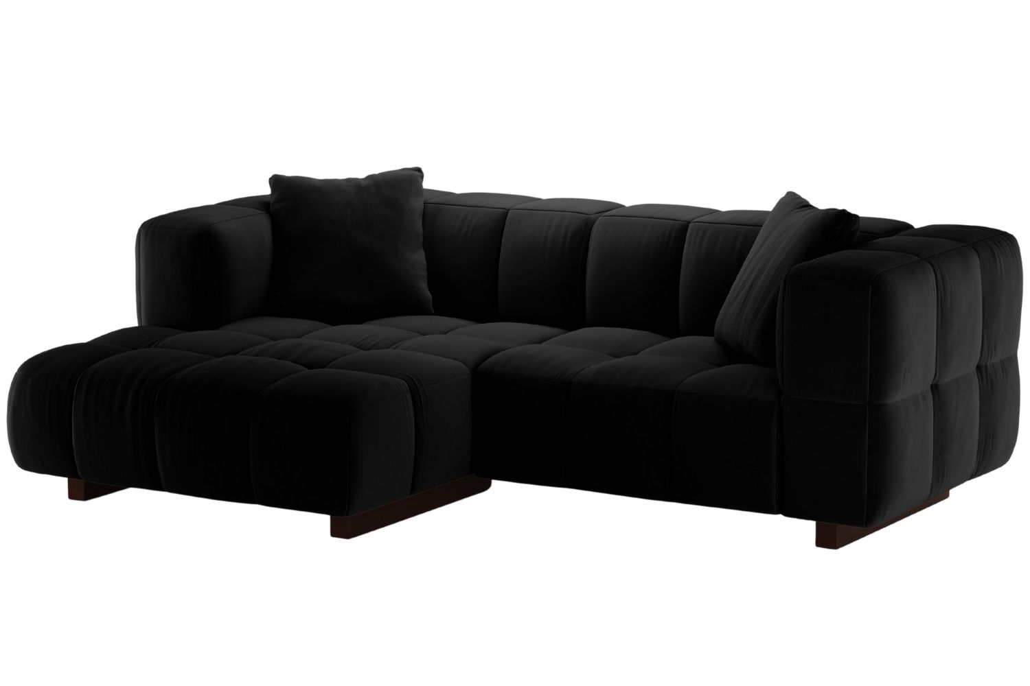 Micadoni Černá sametová rozkládací pohovka Puma 260 cm