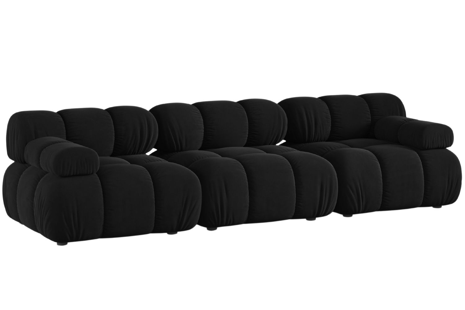 Micadoni Černá sametová trojmístná pohovka Bellis 282 cm