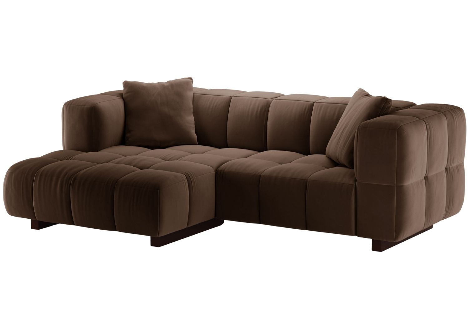 Micadoni Hnědá sametová rozkládací pohovka Puma 260 cm