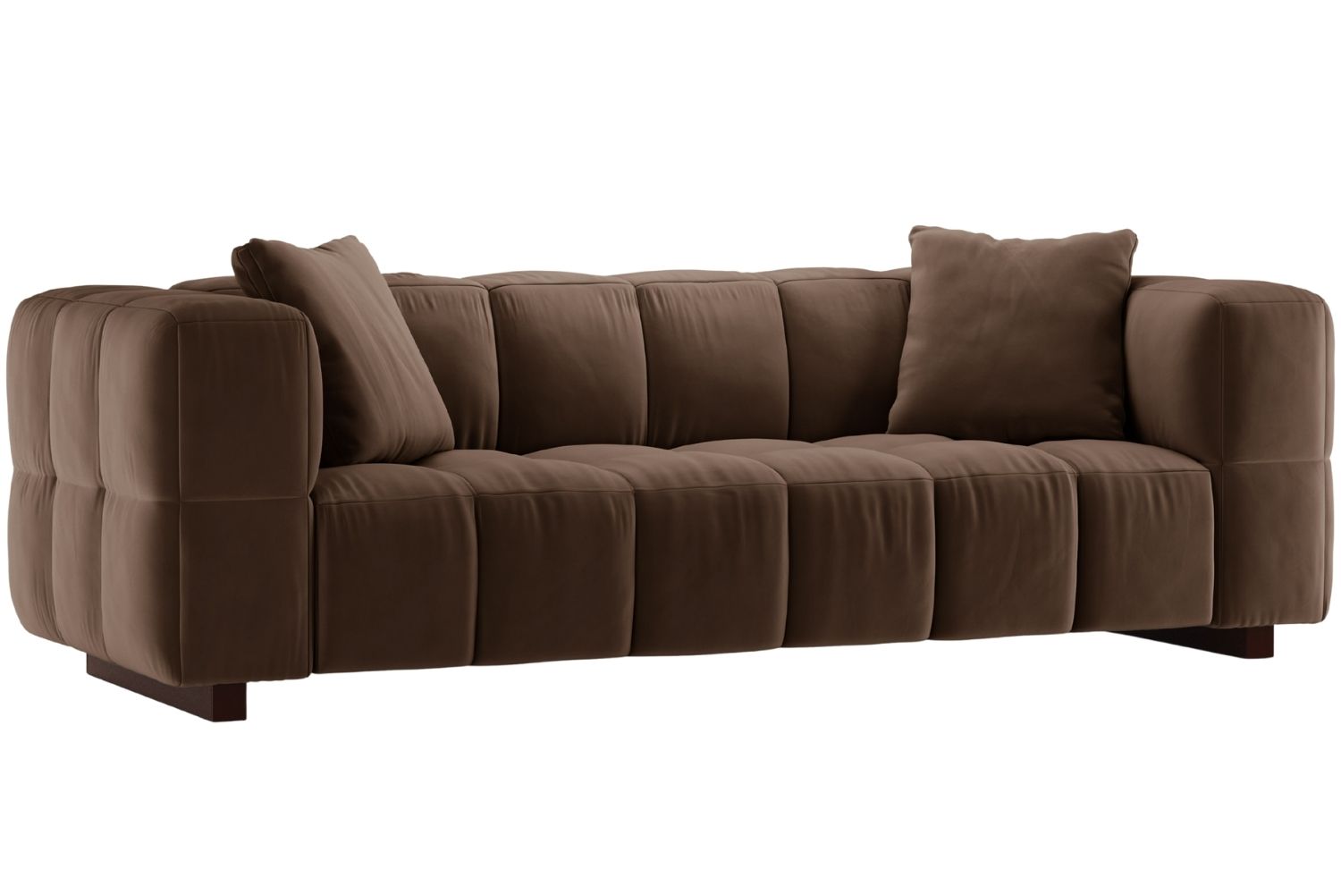 Micadoni Hnědá sametová rozkládací pohovka Puma 260 cm