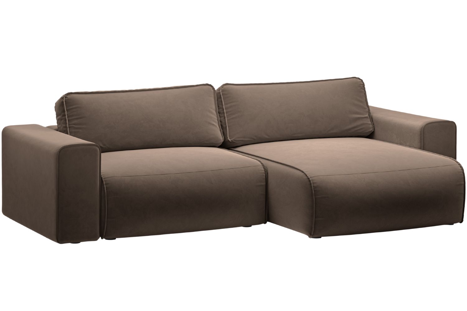 Micadoni Hnědá sametová rozkládací pohovka Victor 246 cm