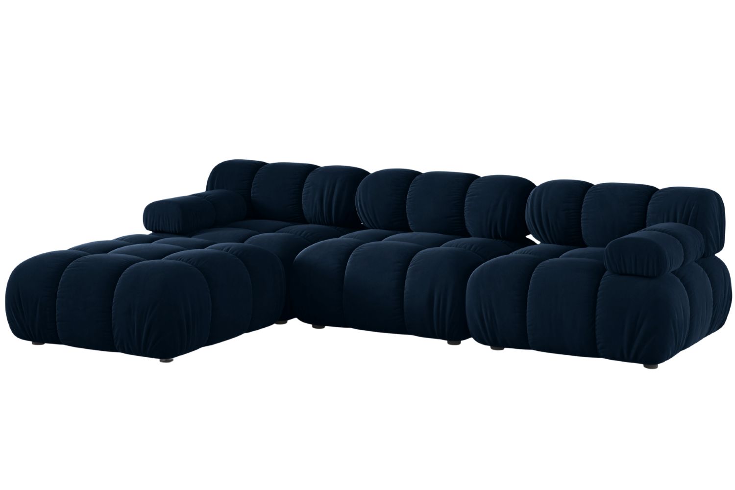 Micadoni Královsky modrá sametová rohová pohovka Bellis 282 cm