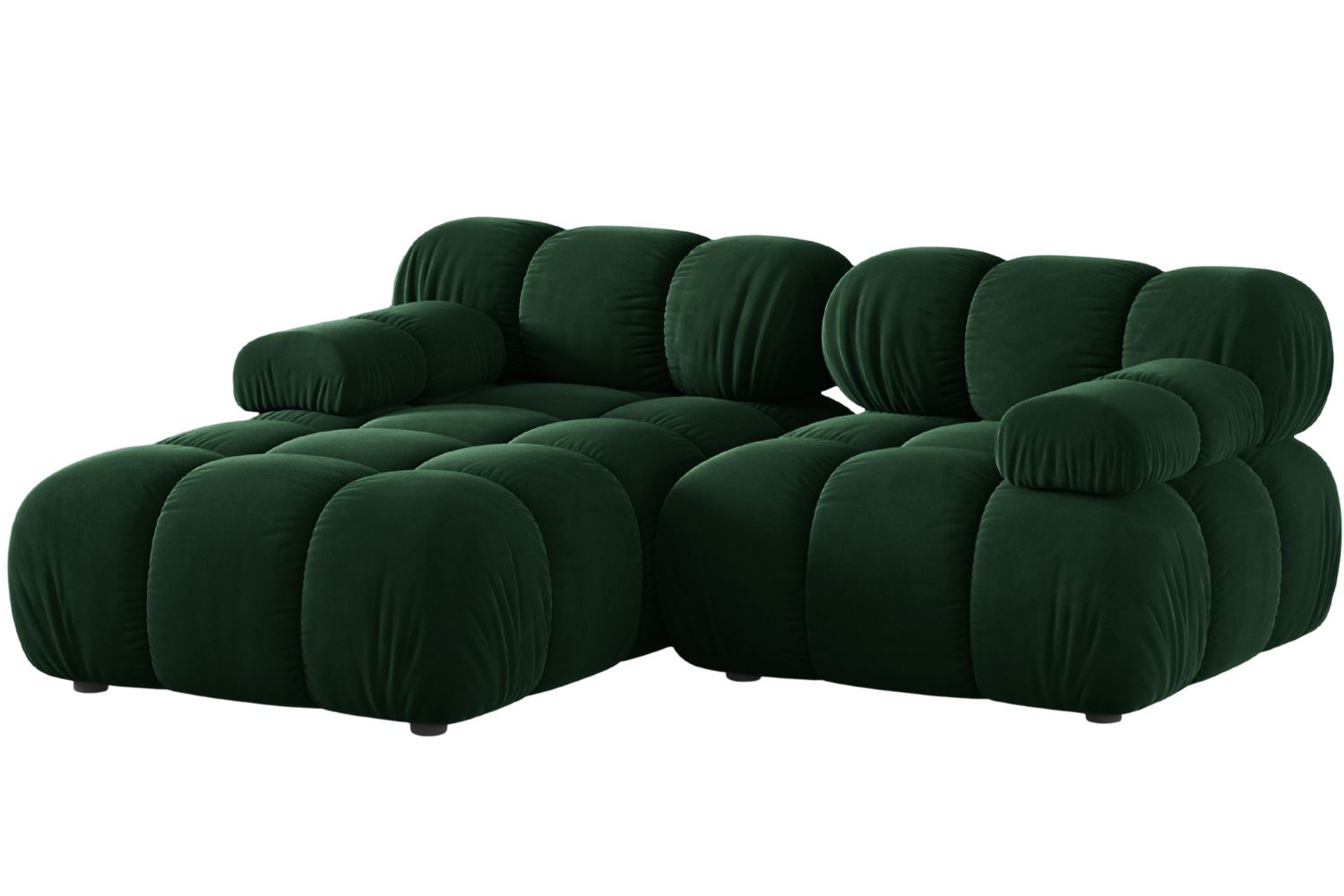 Micadoni Lahvově zelená sametová rohová pohovka Bellis 188 cm