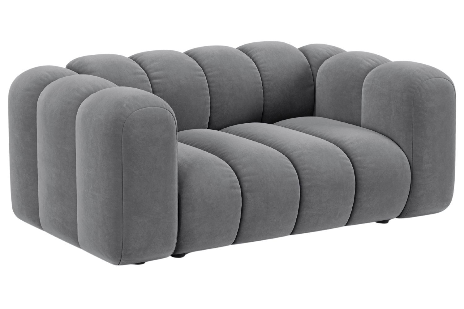 Micadoni Šedá sametová dvoumístná pohovka Lupine 170 cm