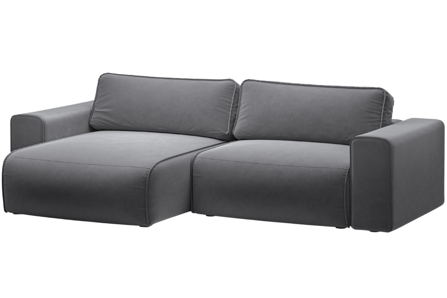 Micadoni Šedá sametová rozkládací pohovka Victor 246 cm