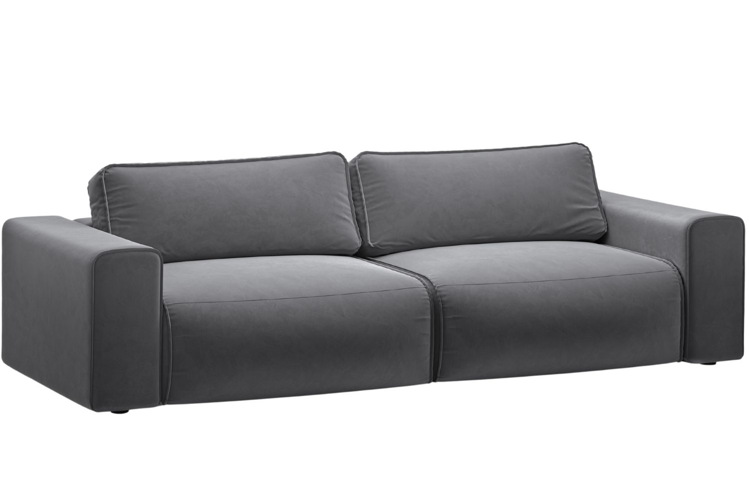 Micadoni Šedá sametová rozkládací pohovka Victor 246 cm