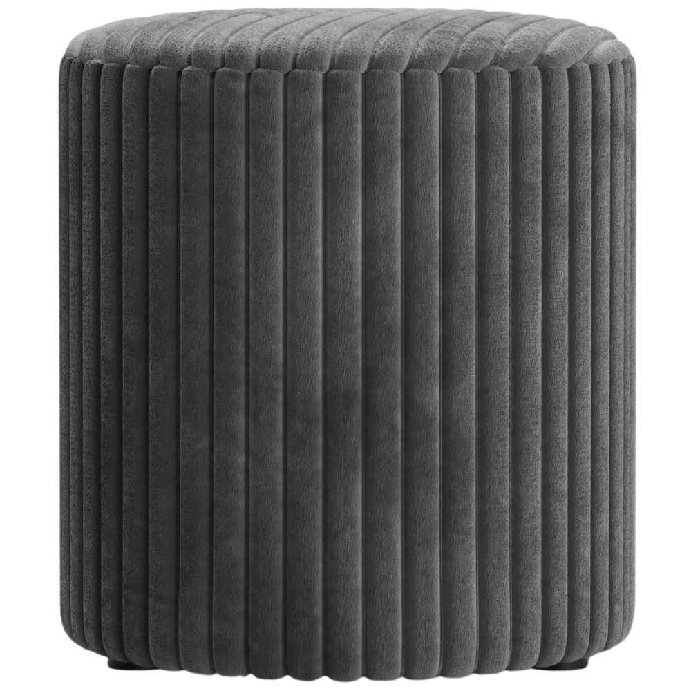 Micadoni Šedý manšestrový taburet Dia 40 cm