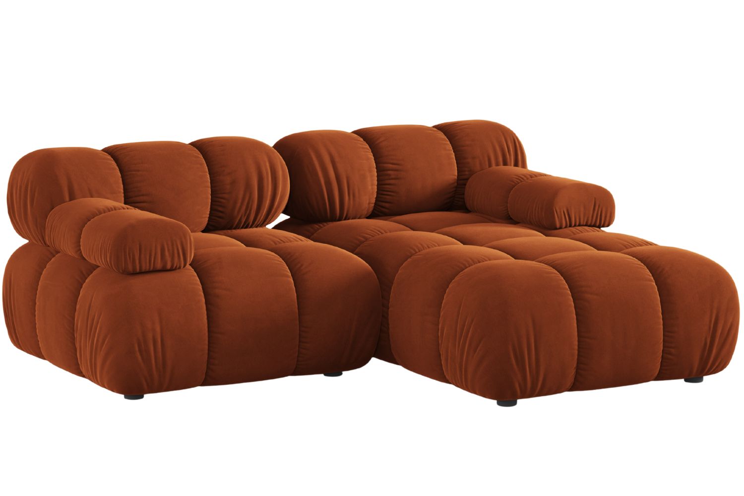 Micadoni Terakotově oranžová sametová rohová pohovka Bellis 188 cm