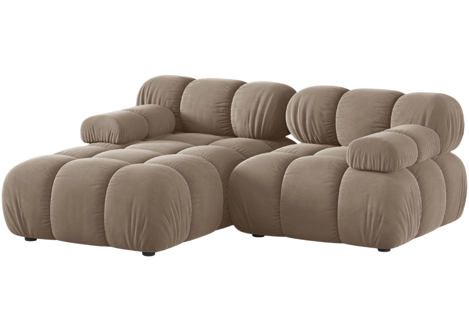 Micadoni Tmavě béžová sametová rohová pohovka Bellis 188 cm