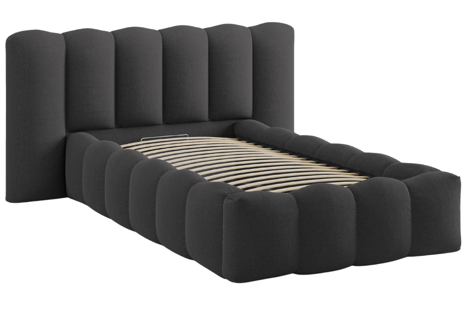 Micadoni Tmavě šedá jednolůžková postel Lupine 90 x 200 cm s úložným prostorem