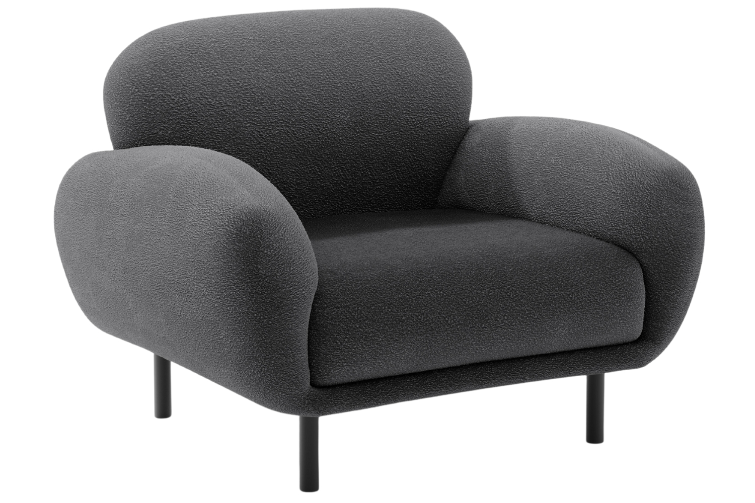 Micadoni Tmavě šedé bouclé křeslo Poppy