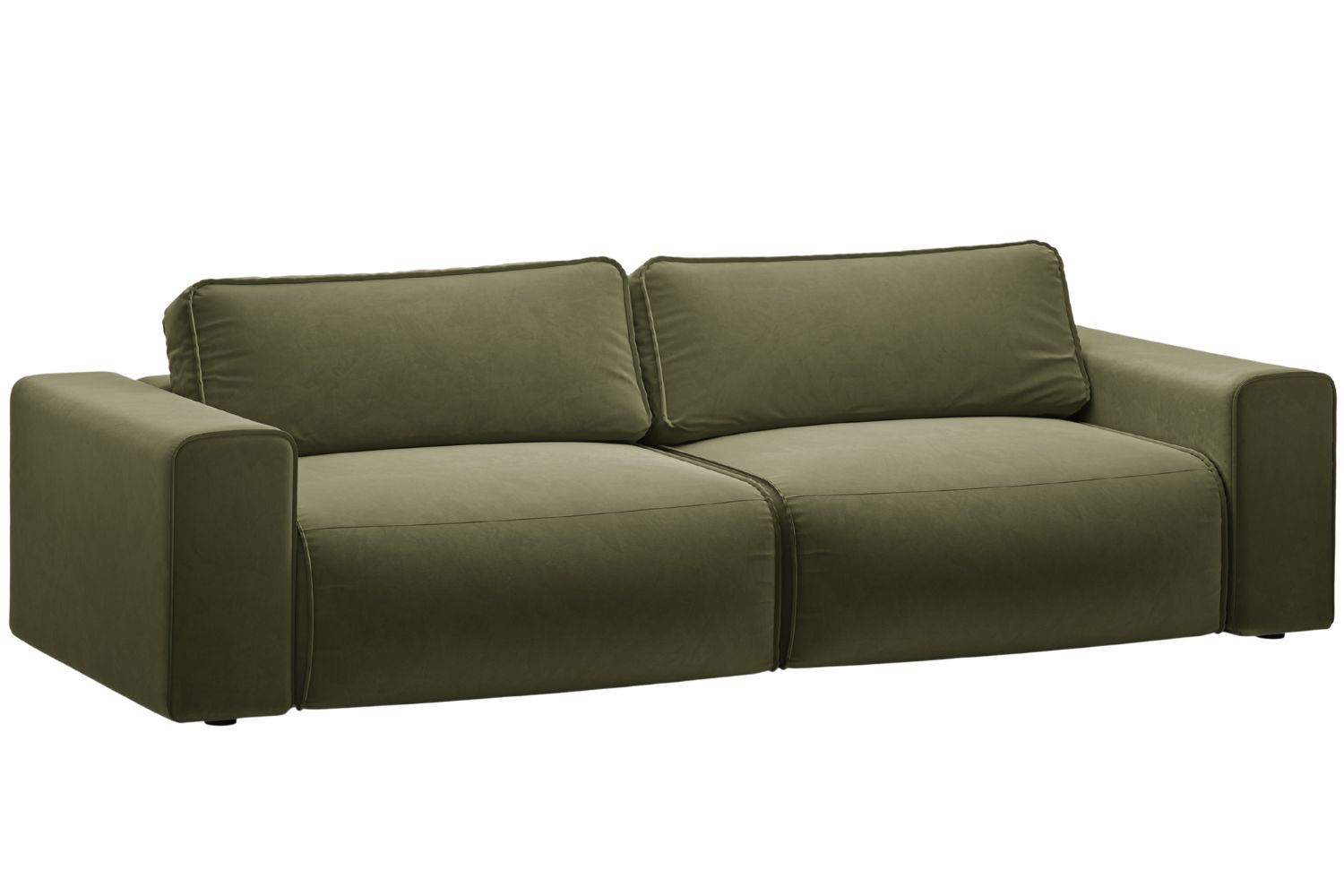 Micadoni Zelená sametová rozkládací pohovka Victor 246 cm