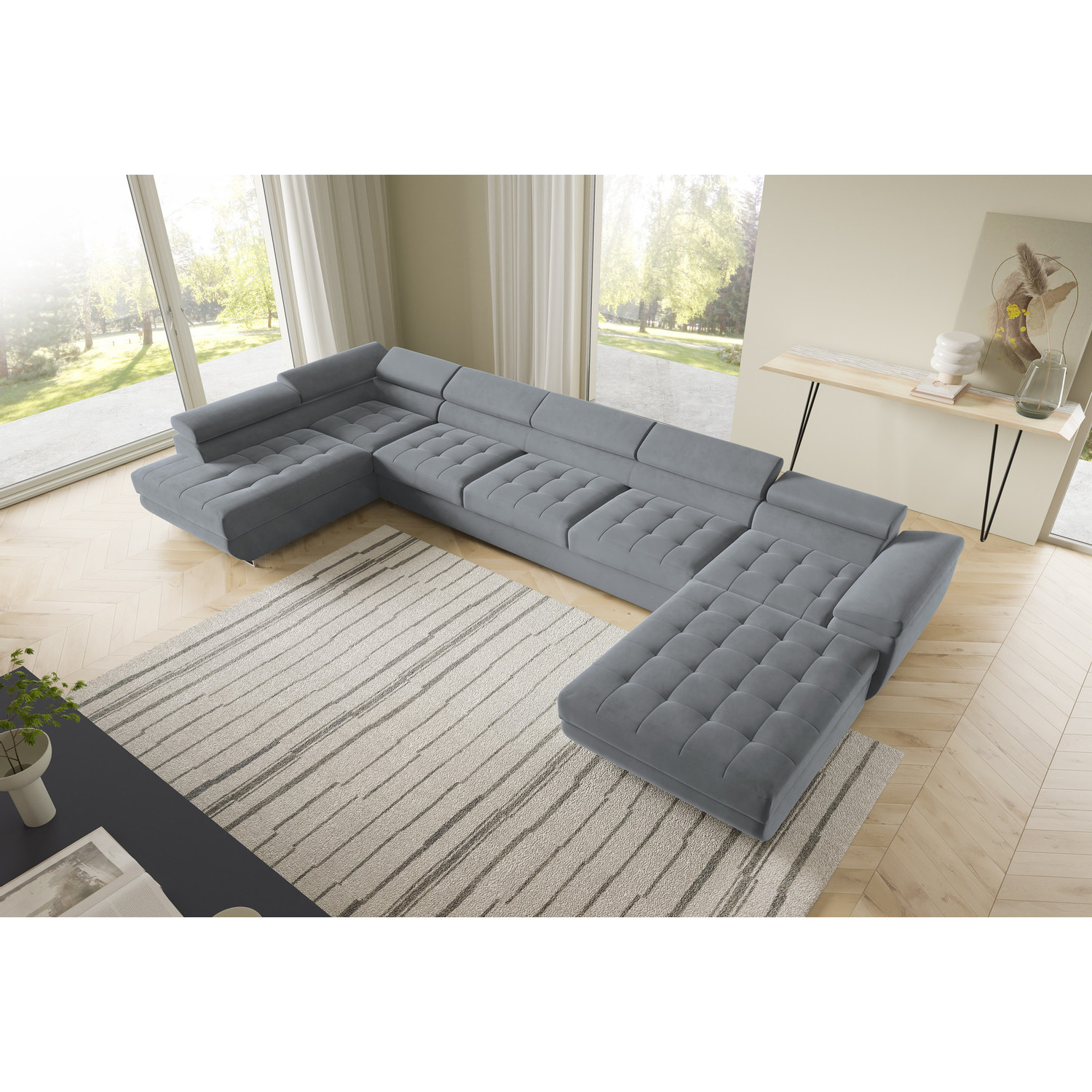 Rohová rozkládací sedací souprava BENJAMIN 275 U XL Levá Šedá I