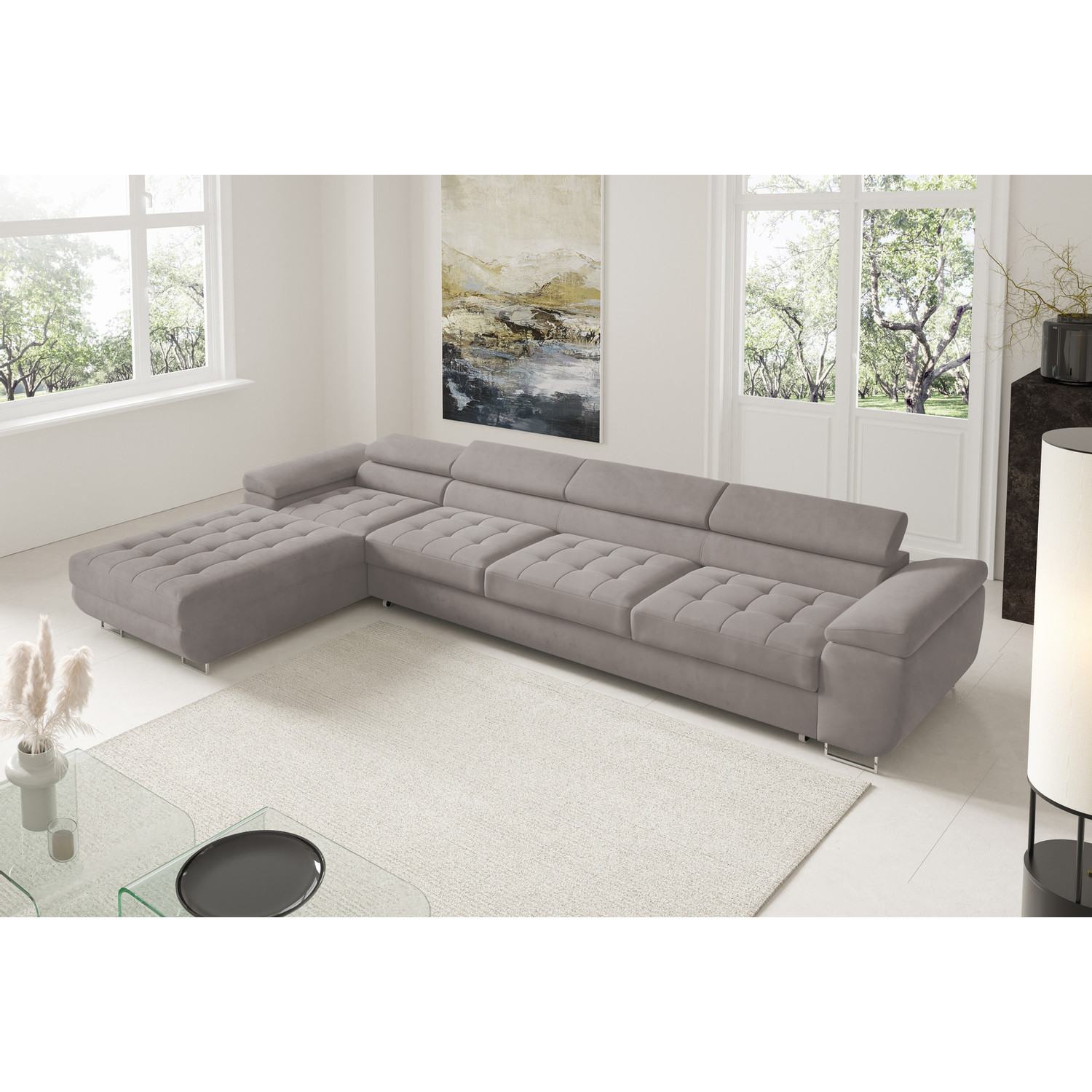 Rohová rozkládací sedací souprava BENJAMIN 272 XL Levá Šedá VI