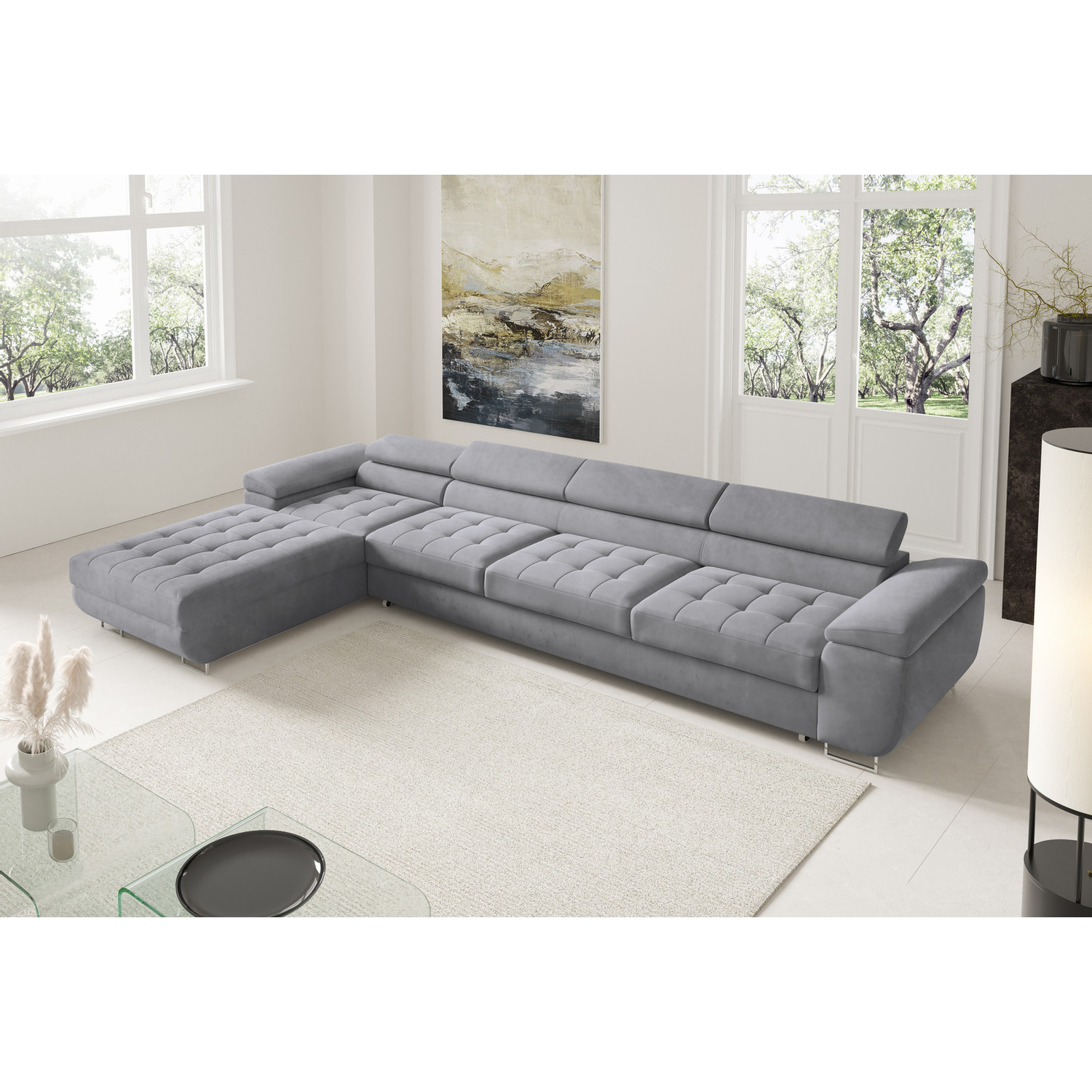 Rohová rozkládací sedací souprava BENJAMIN 272 XL Levá Šedá IV