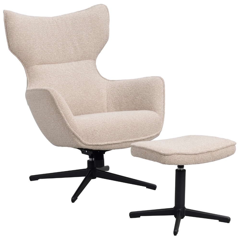 Rowico Béžové otočné křeslo s podnožkou JENKINS