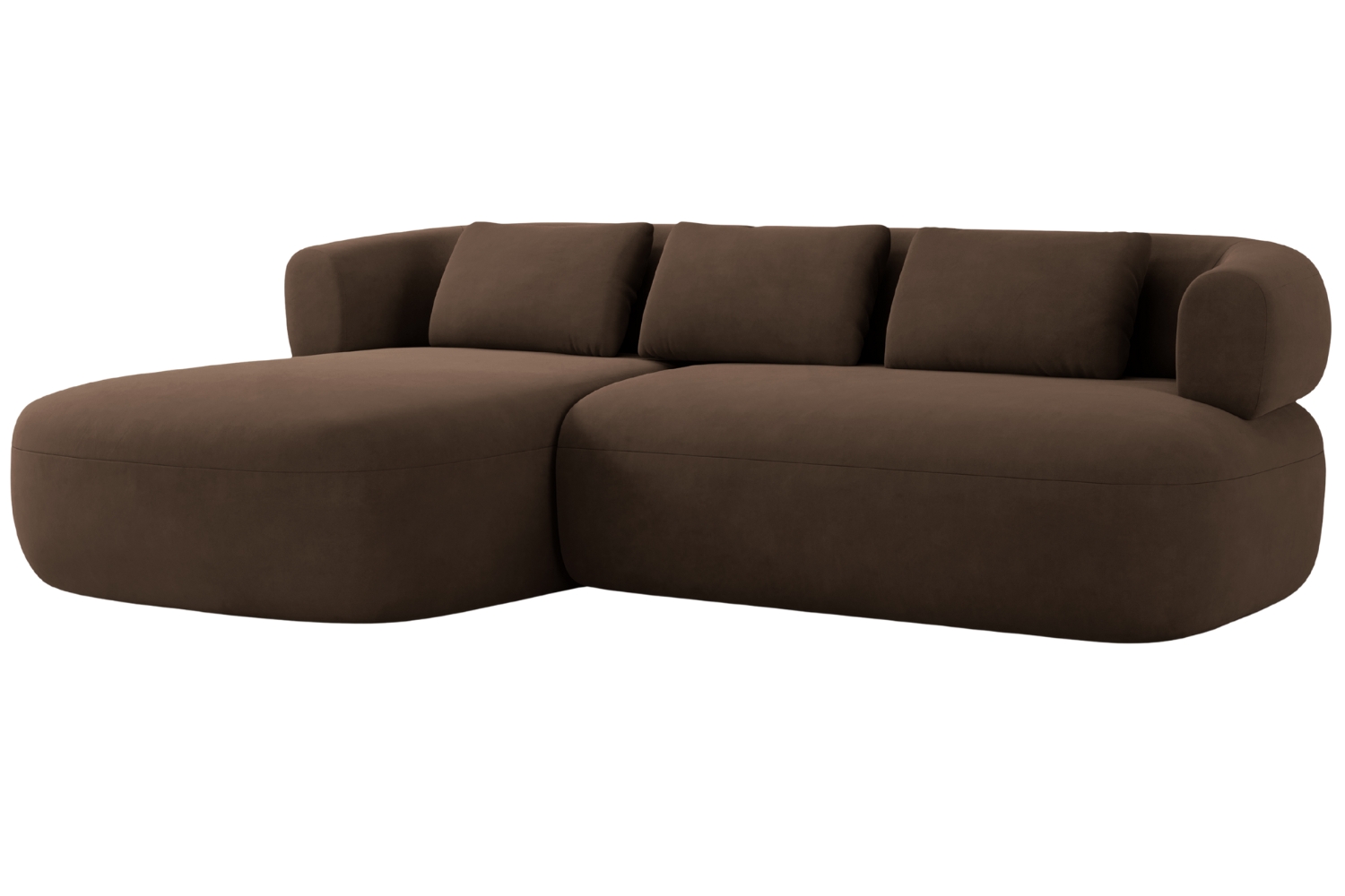 Windsor & Co Hnědá sametová rohová pohovka Aldrin 225 cm