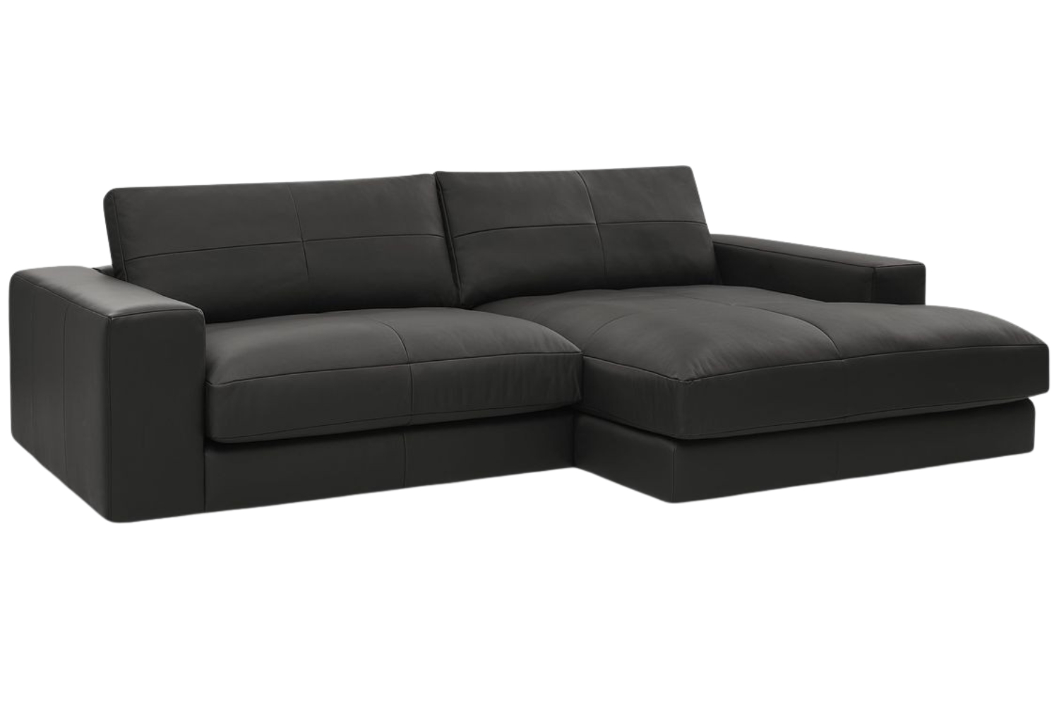 Bobochic Paris Černá kožená rohová pohovka Leonard 274 cm